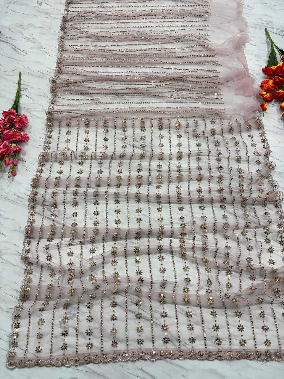 Butterfly Net Sequins Work Saree