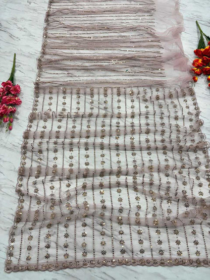 Butterfly Net Sequins Work Saree