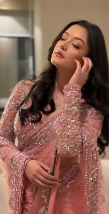 Butterfly Net   Embroidered  Zari Wedding Sarees Collections