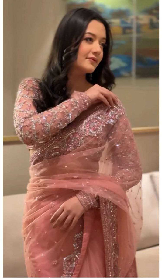 Butterfly Net   Embroidered  Zari Wedding Sarees Collections