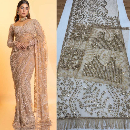 Butterfly Net  Embroidered  Saree With Blouse Wedding Collections