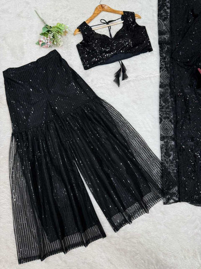 Butterfly Net Indo Western Party wear  Sharara Salwar Suit