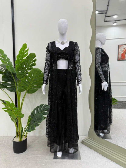 Butterfly Net Indo Western Party wear  Sharara Salwar Suit