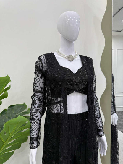 Butterfly Net Indo Western Party wear  Sharara Salwar Suit