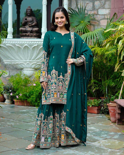 Chinon  Silk   Embroidery Suits