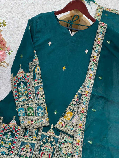 Chinon  Silk   Embroidery Suits
