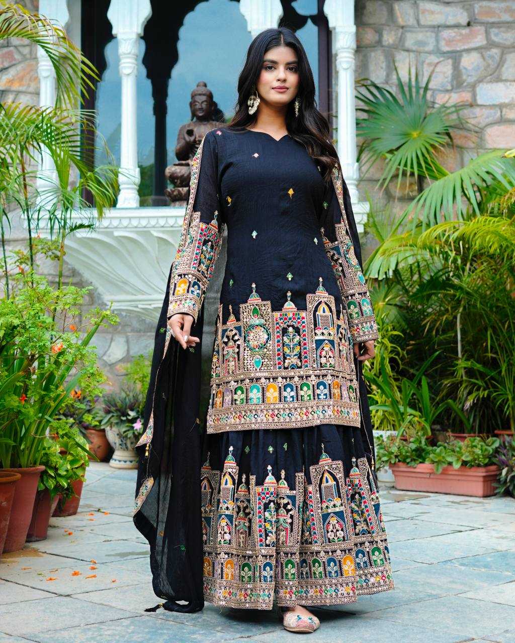 Chinon  Silk   Embroidery Suits