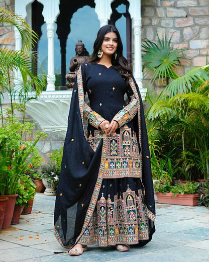 Chinon  Silk   Embroidery Suits