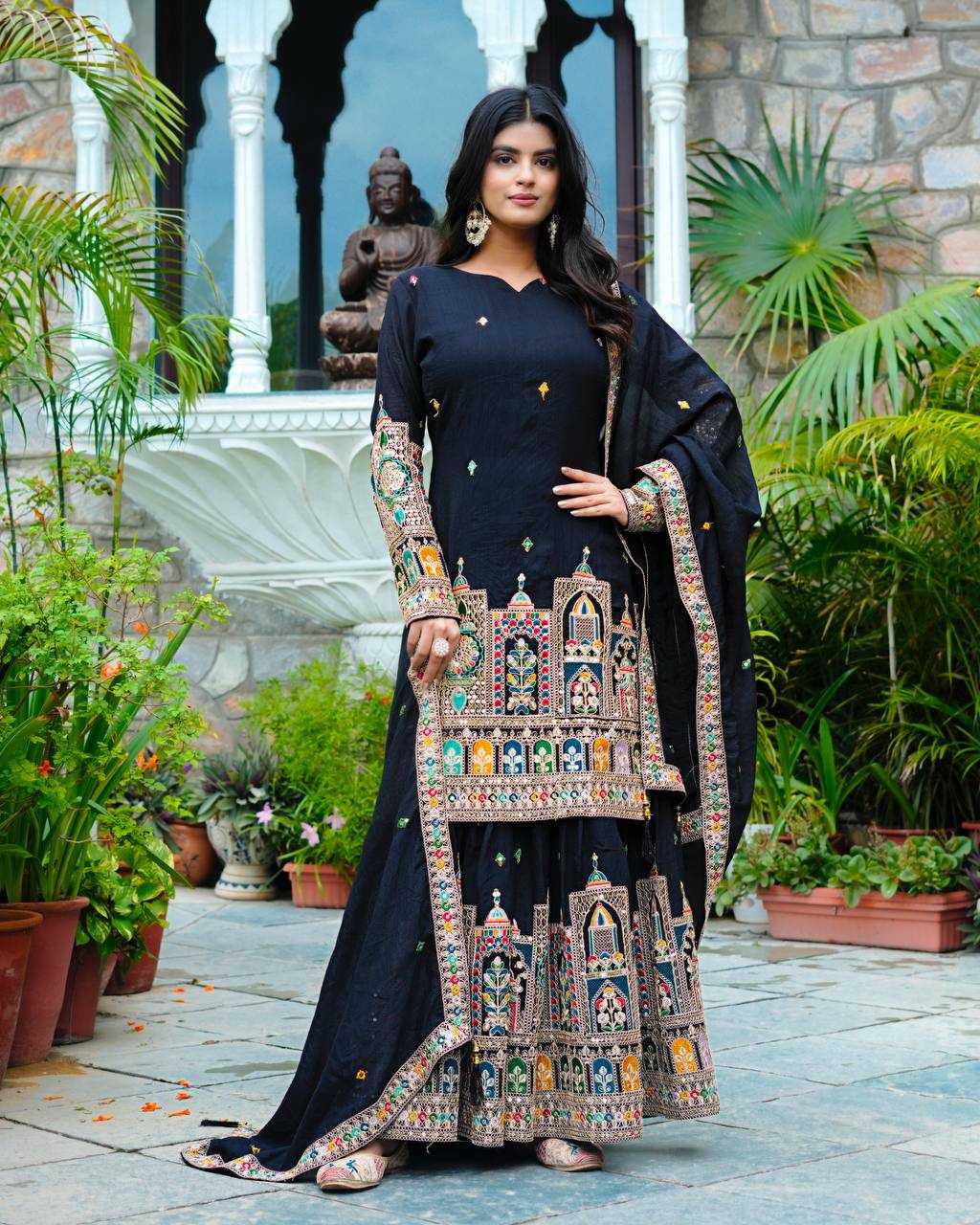 Chinon  Silk   Embroidery Suits