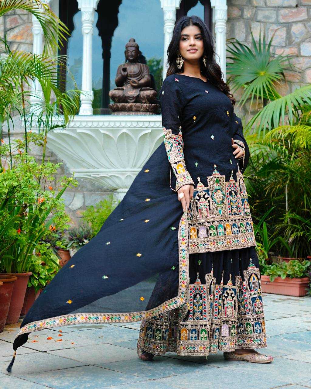 Chinon  Silk   Embroidery Suits