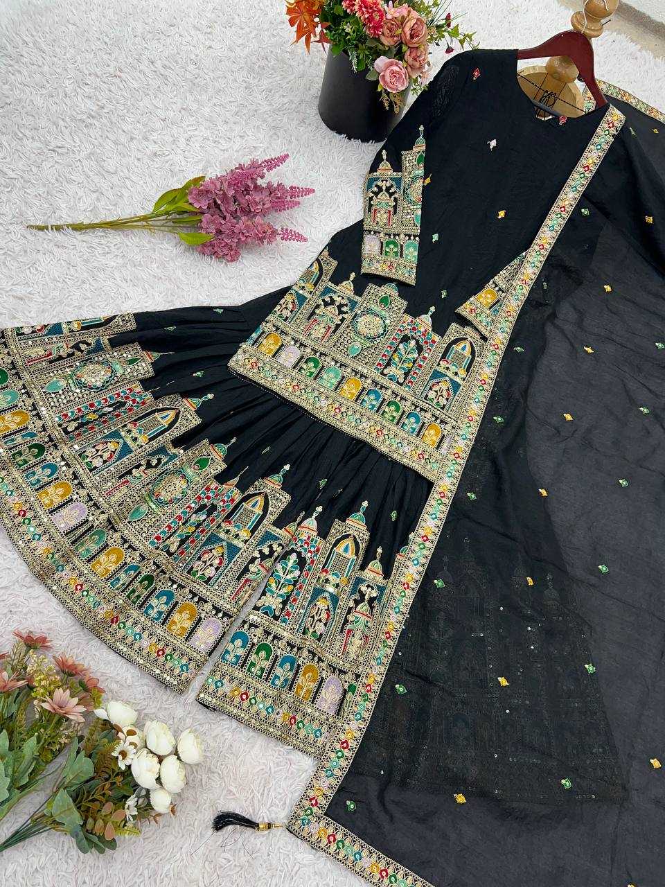 Chinon  Silk   Embroidery Suits