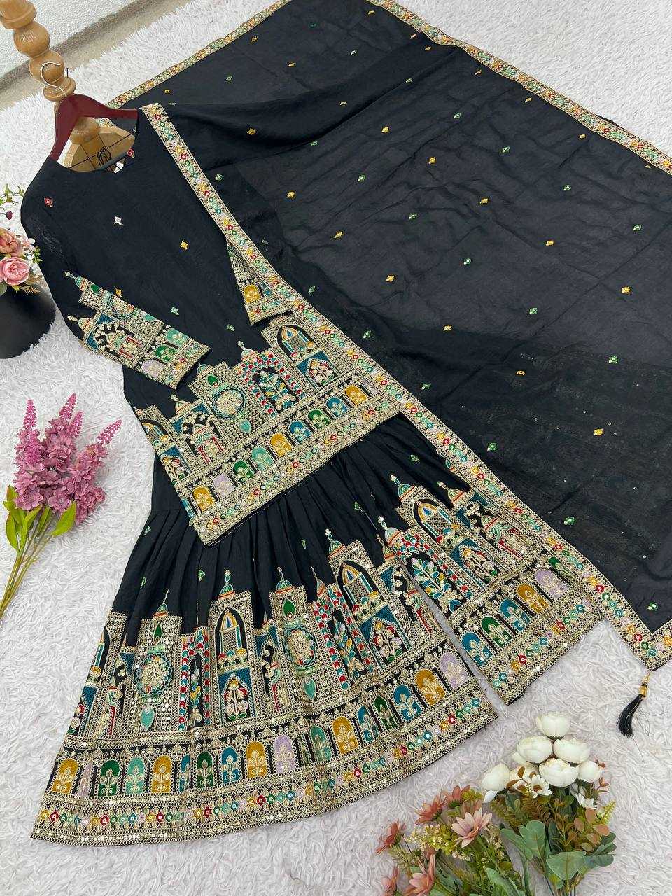 Chinon  Silk   Embroidery Suits