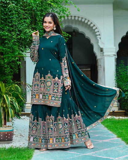 Chinon  Silk   Embroidery Suits