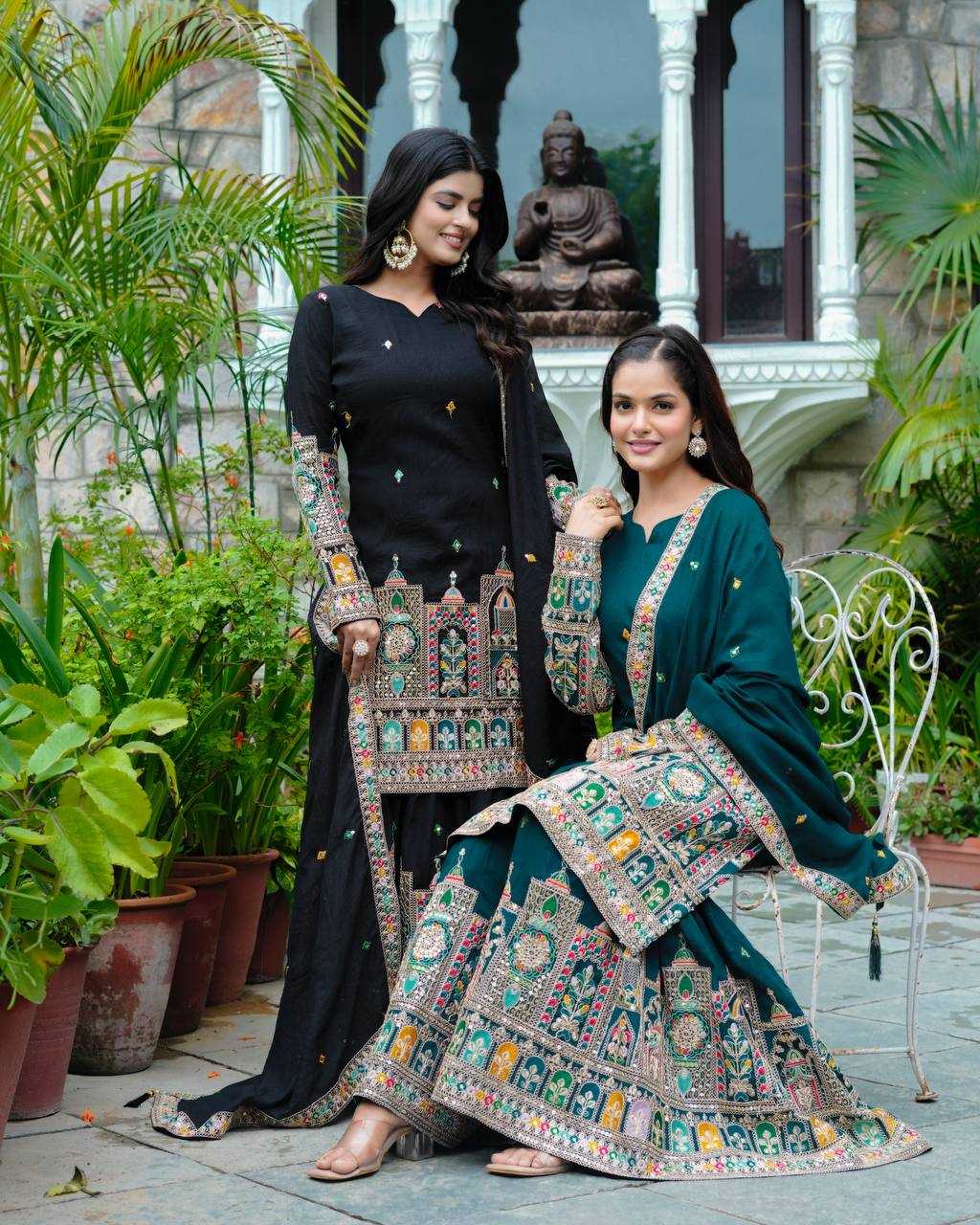 Chinon  Silk   Embroidery Suits