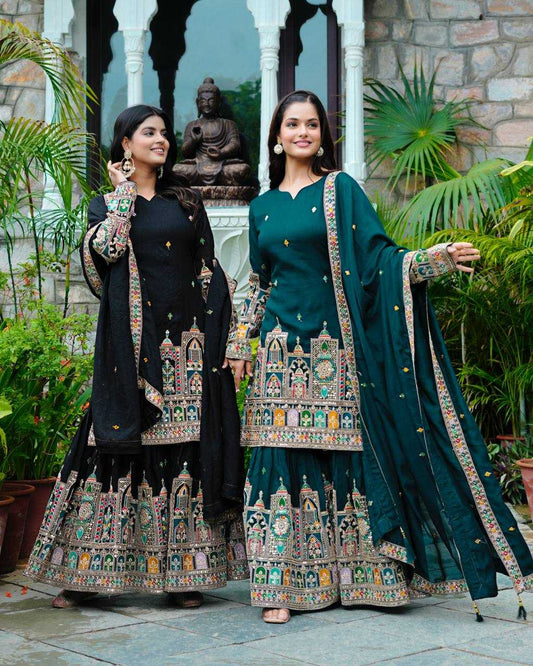 Chinon  Silk   Embroidery Suits