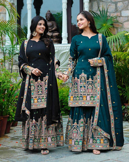 Chinon  Silk   Embroidery Suits