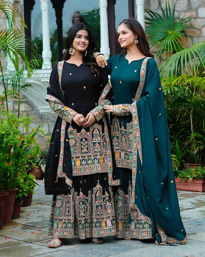 Chinon  Silk   Embroidery Suits