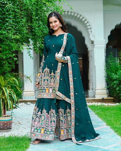 Chinon  Silk   Embroidery Suits