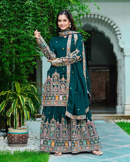 Chinon  Silk   Embroidery Suits