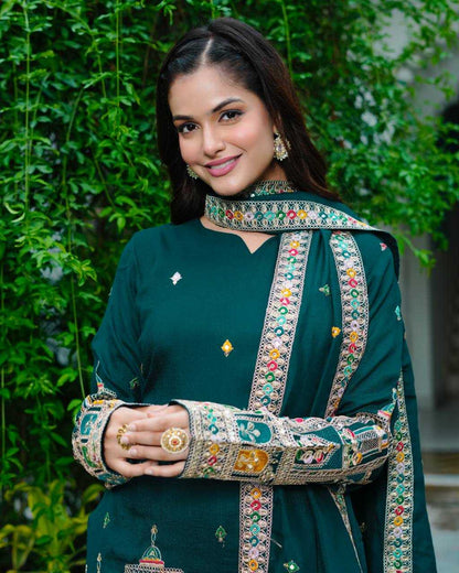 Chinon  Silk   Embroidery Suits