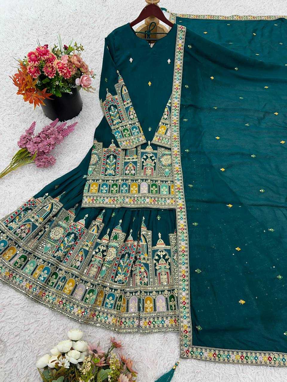 Chinon  Silk   Embroidery Suits