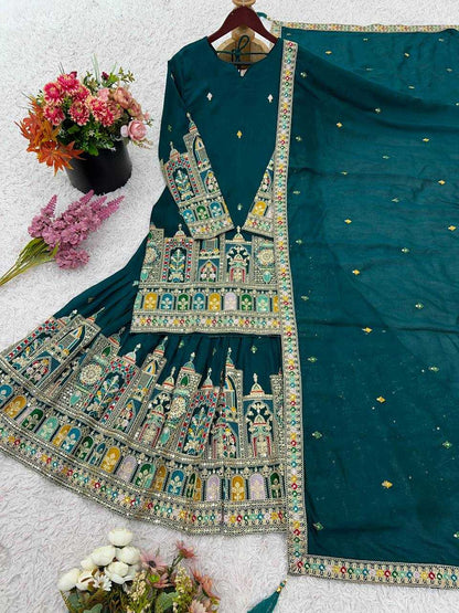 Chinon  Silk   Embroidery Suits