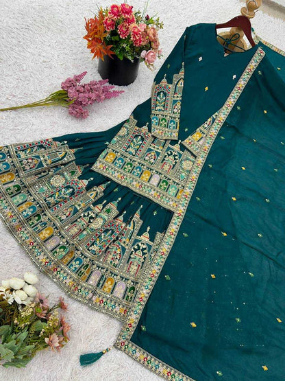Chinon  Silk   Embroidery Suits