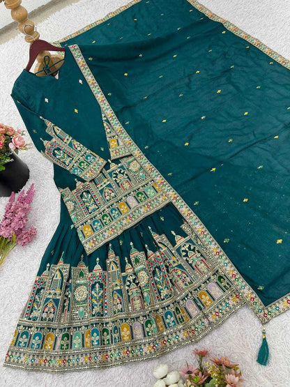 Chinon  Silk   Embroidery Suits