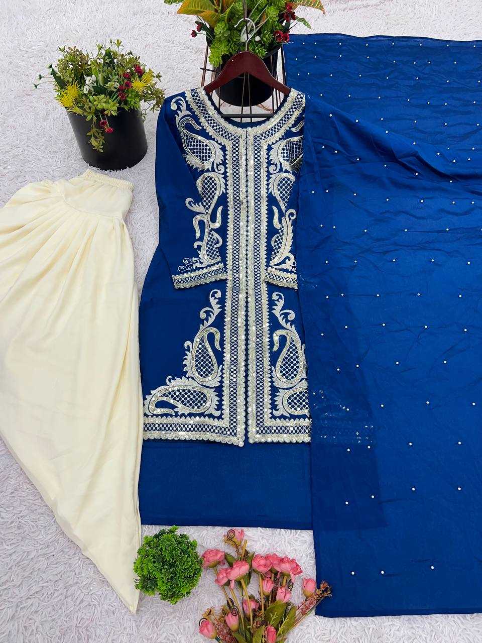 Chinon Embroidery Patiala Suit