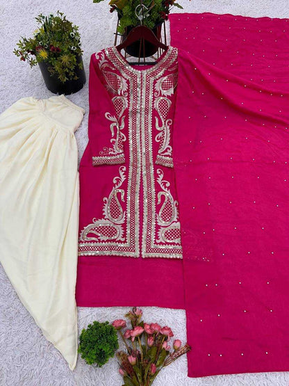 Chinon Embroidery Patiala Suit