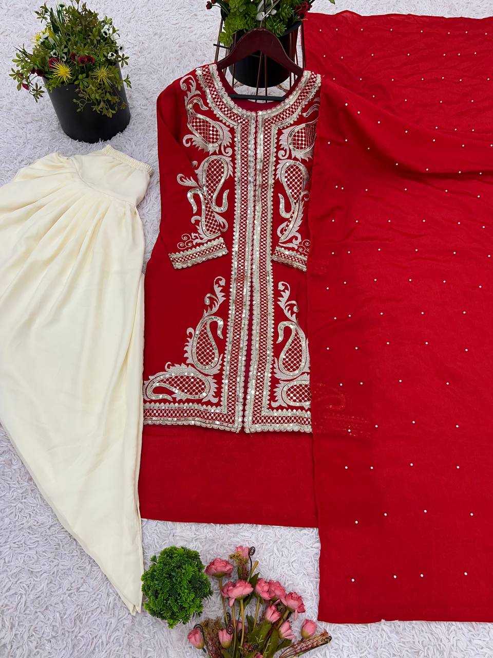 Chinon Embroidery Patiala Suit