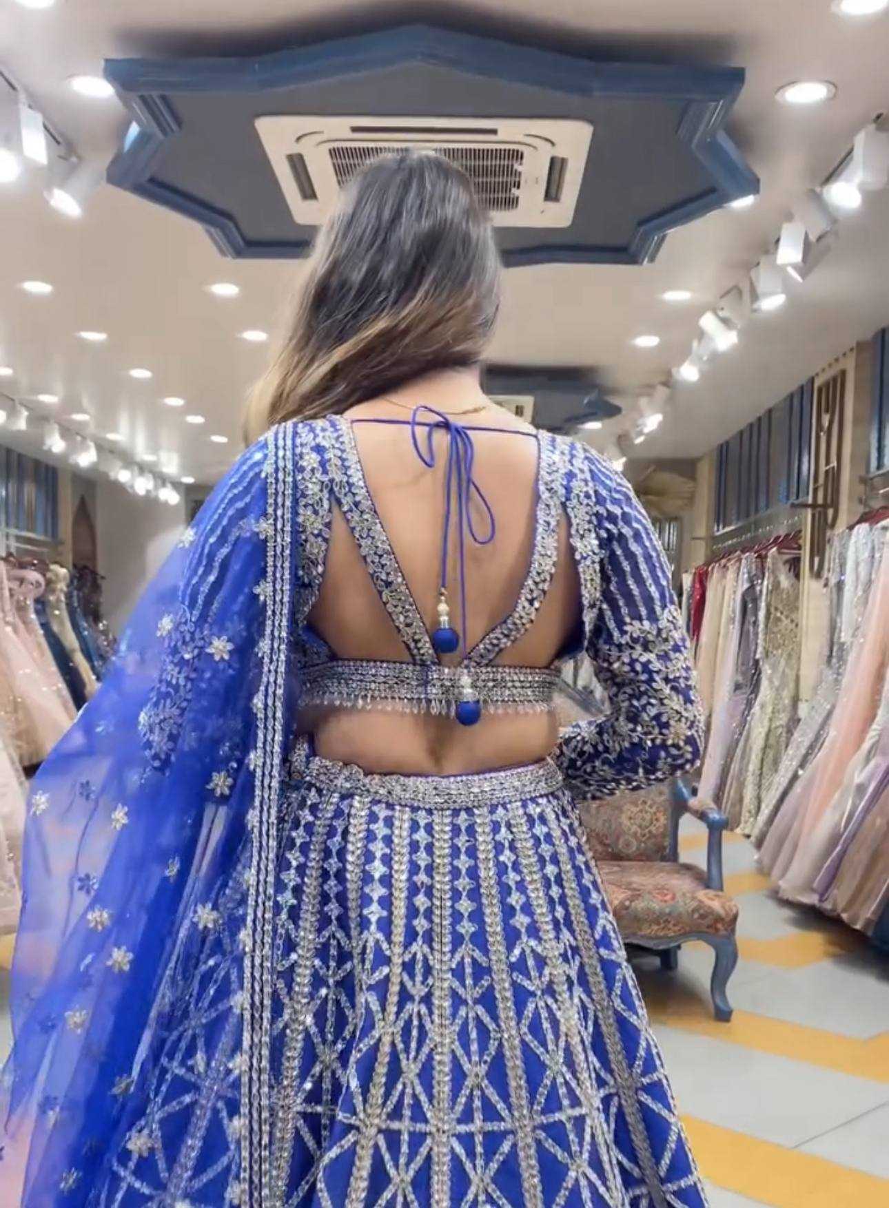 Chinon Sequins Wedding Lehengas With Cancan