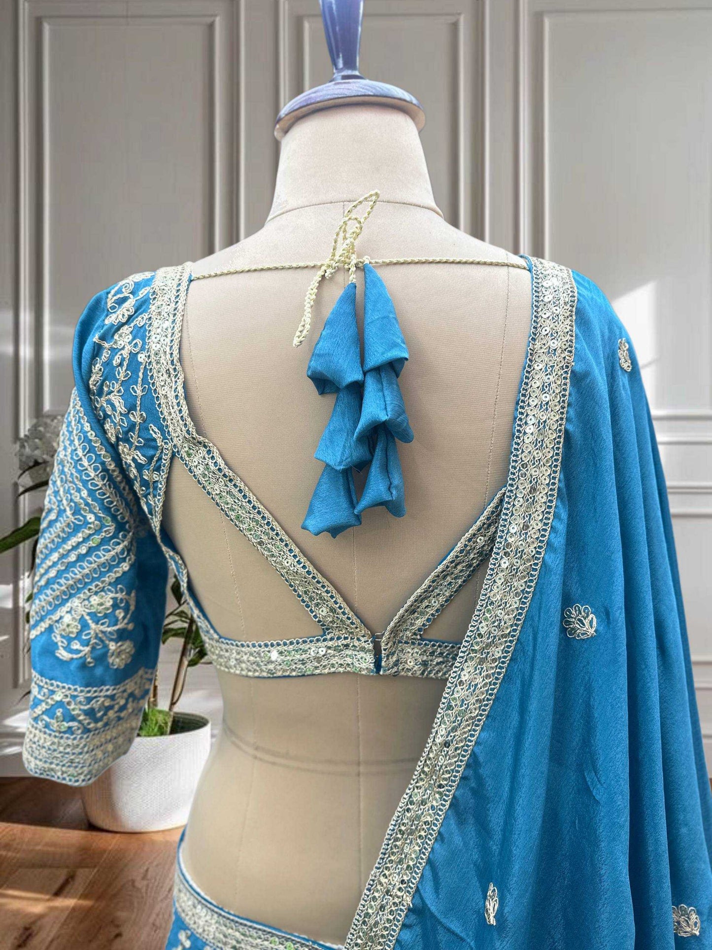 Chinon Sequins Wedding Lehengas With Cancan