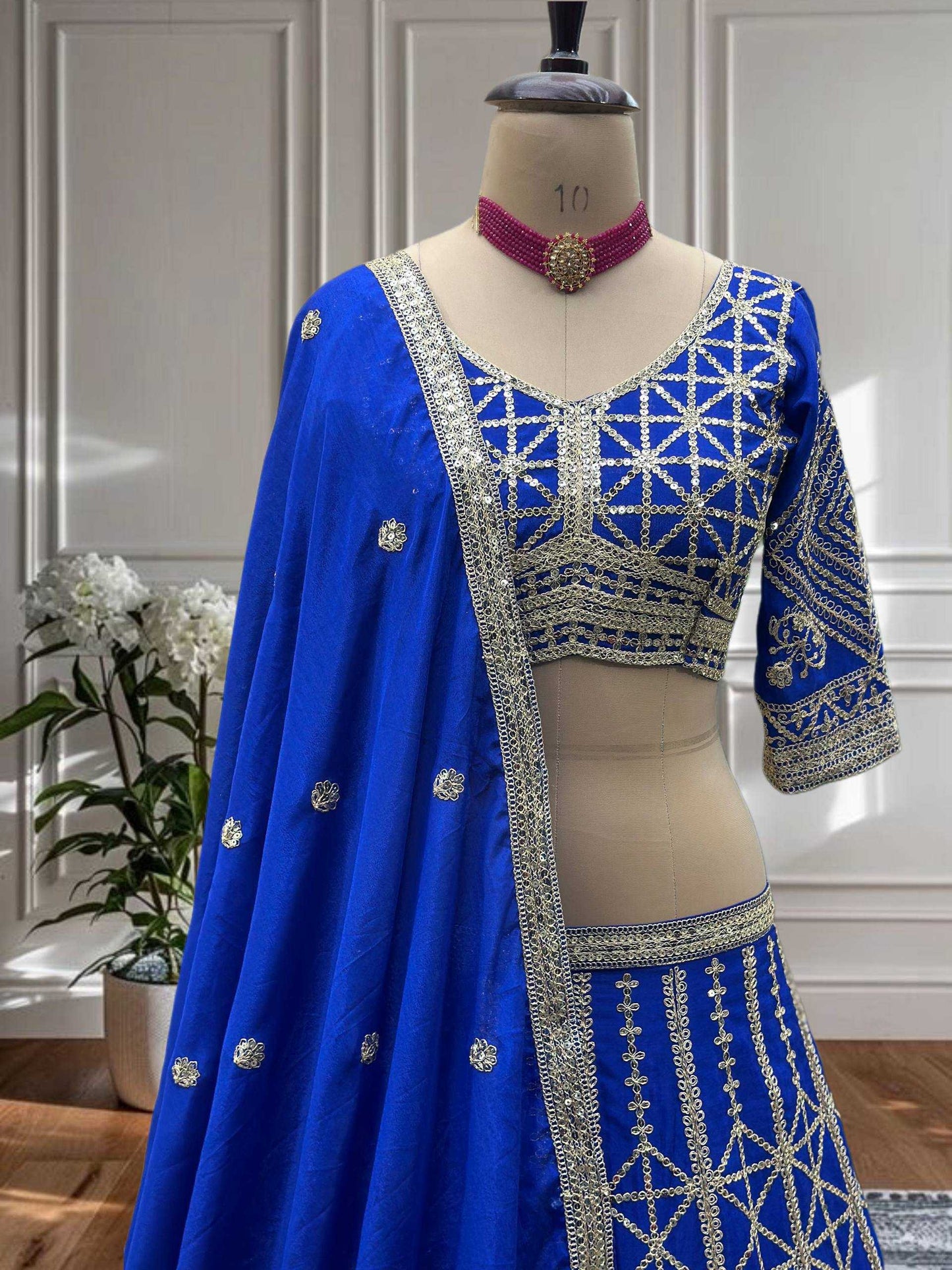 Chinon Sequins Wedding Lehengas With Cancan
