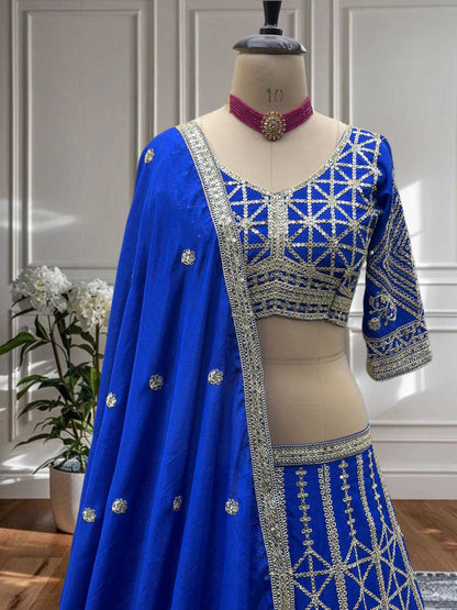 Chinon Sequins Wedding Lehengas With Cancan
