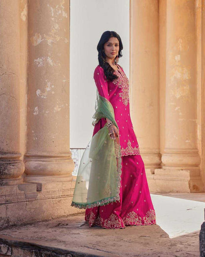 Chinon  Embroidery Sharara Salwar Party wear suits