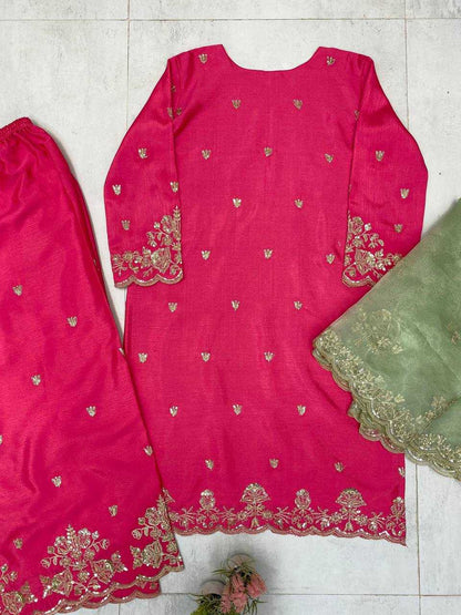 Chinon  Embroidery Sharara Salwar Party wear suits