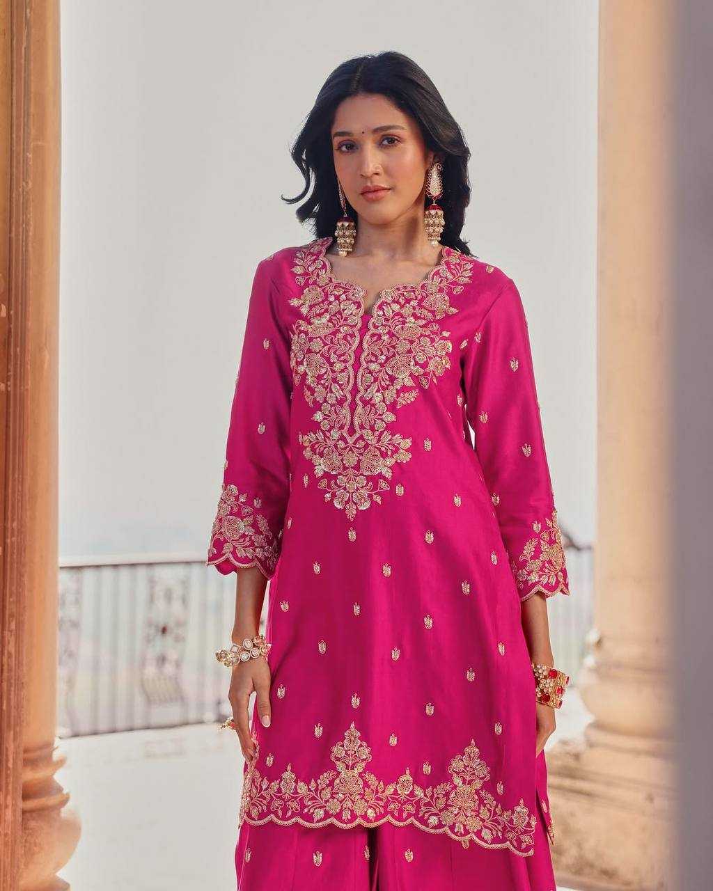 Chinon  Embroidery Sharara Salwar Party wear suits