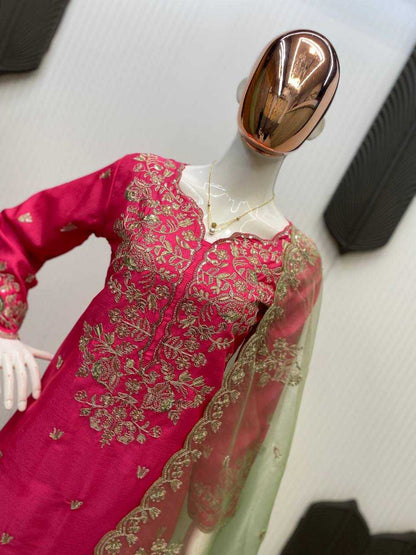 Chinon  Embroidery Sharara Salwar Party wear suits