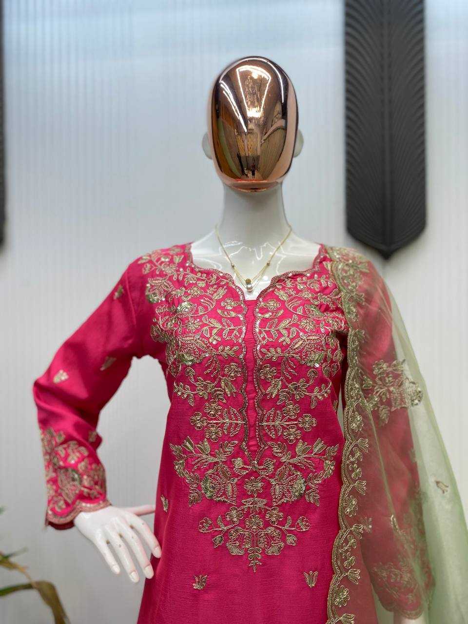 Chinon  Embroidery Sharara Salwar Party wear suits