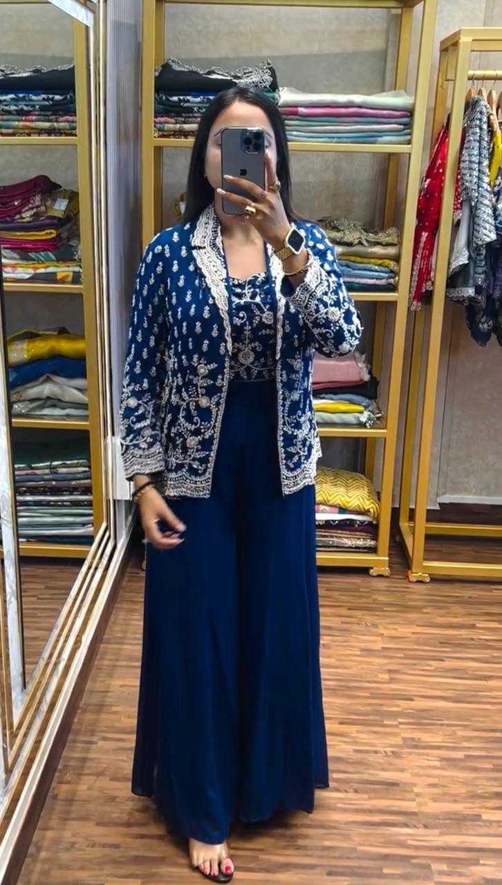 Chinon  Embroidery  Indo Western Dress