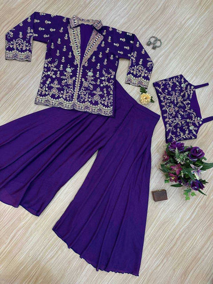 Chinon  Embroidery  Indo Western Dress