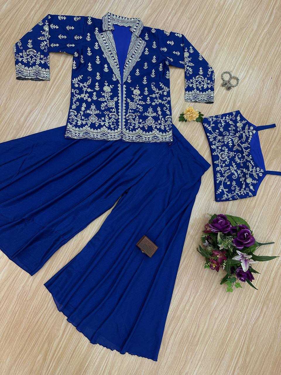 Chinon  Embroidery  Indo Western Dress