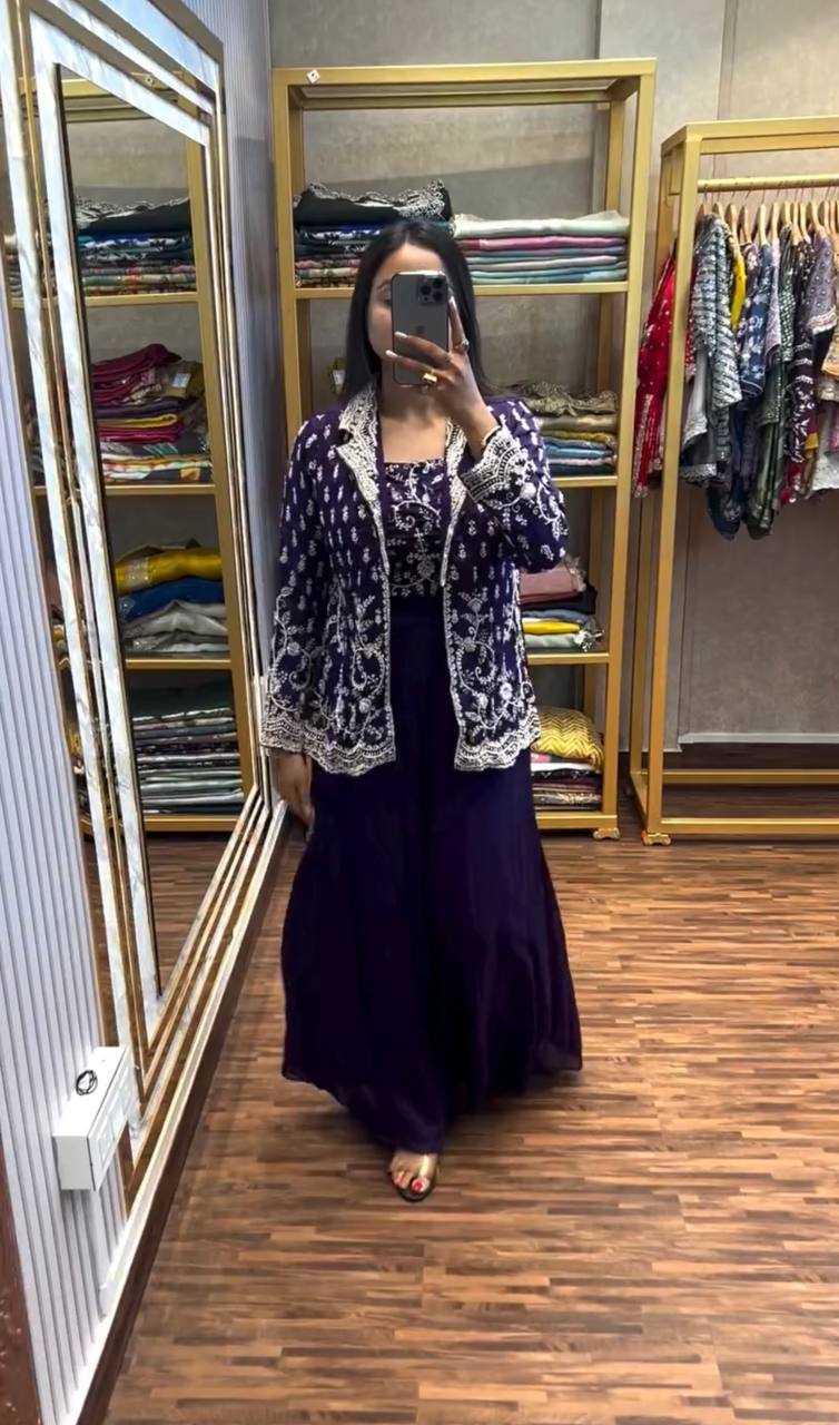 Chinon  Embroidery  Indo Western Dresses