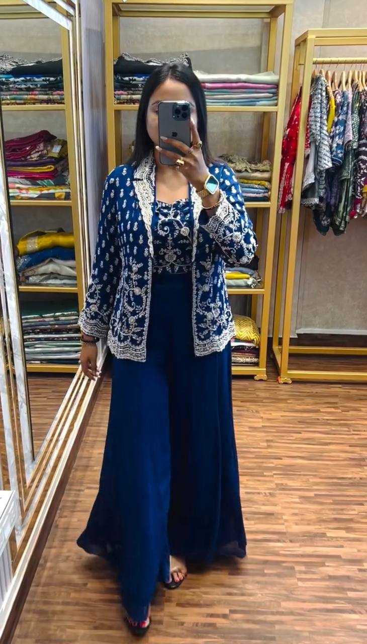 Chinon  Embroidery  Indo Western Dresses