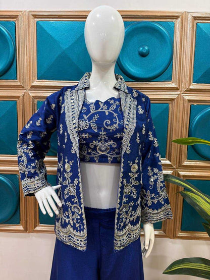 Chinon  Embroidery  Indo Western Dresses