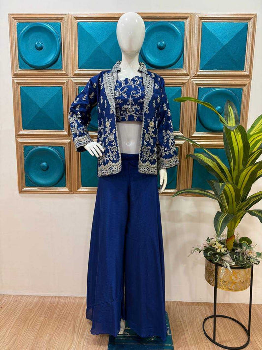 Chinon  Embroidery  Indo Western Dresses