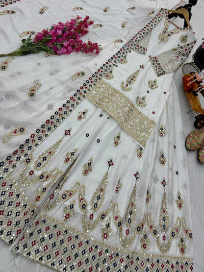 Chinon Silk  Embroidery  Sharara Salwar Suit