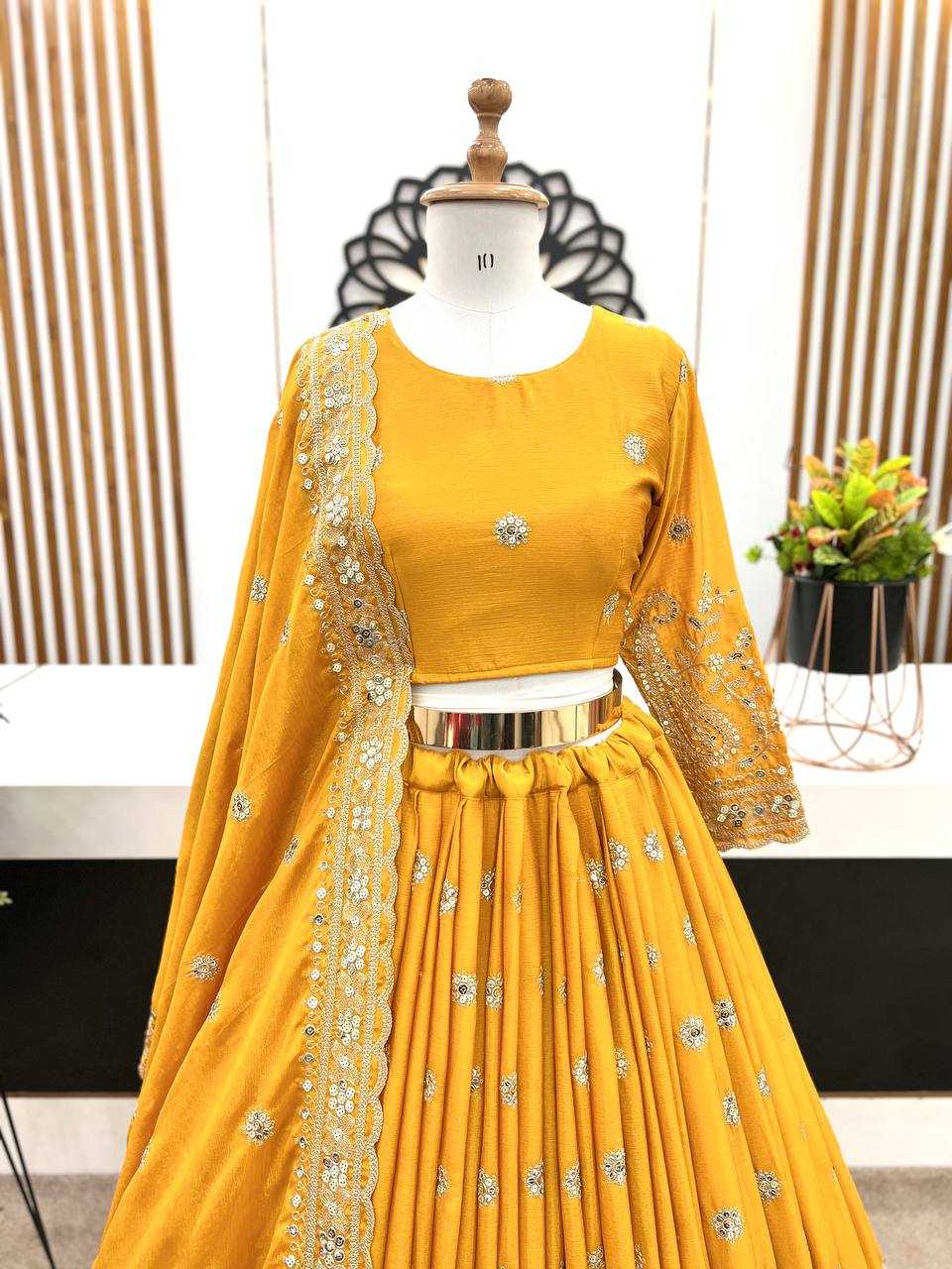 Chinon Silk Lehenga For Haldi