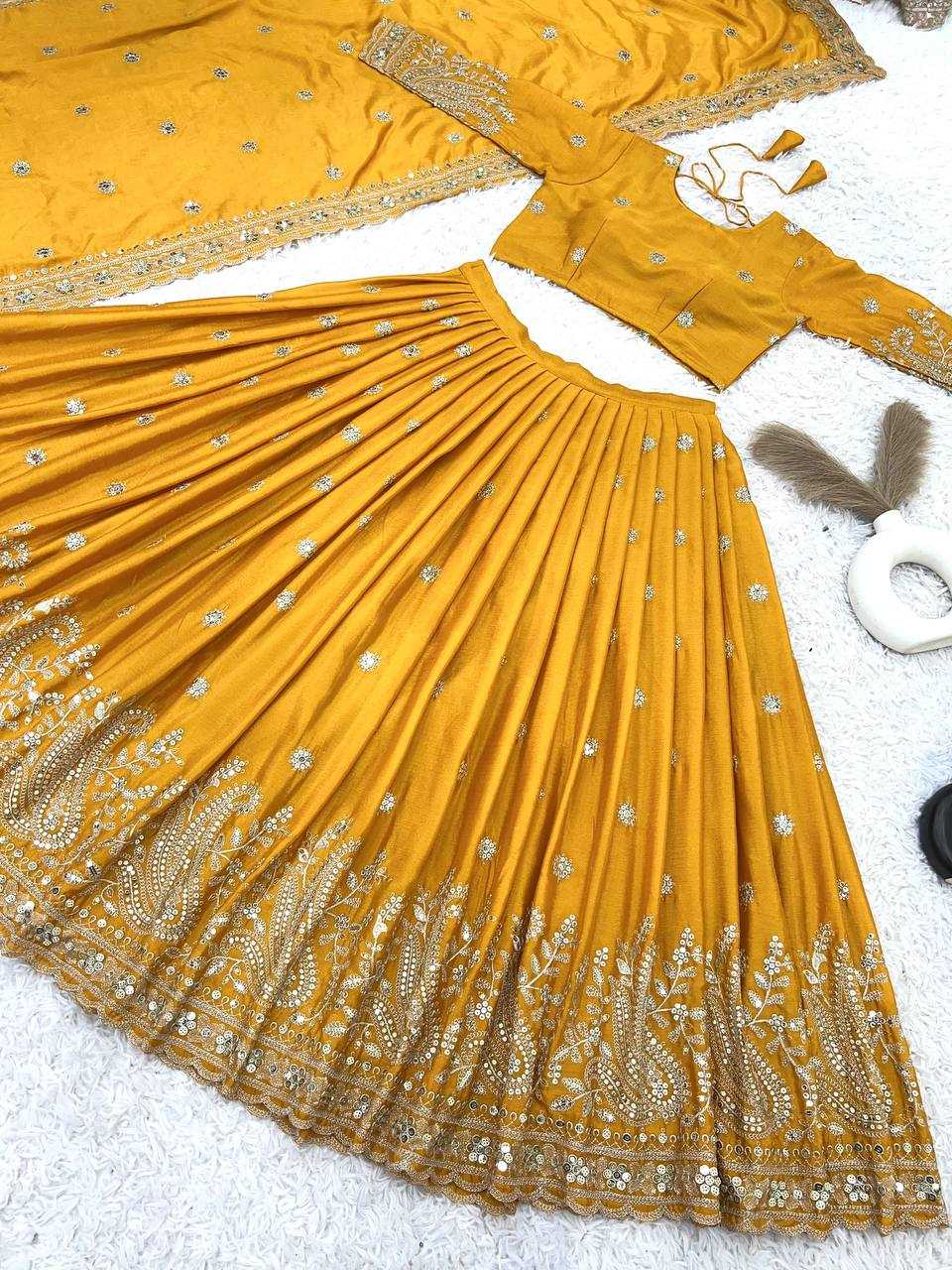 Chinon Silk Lehenga For Haldi